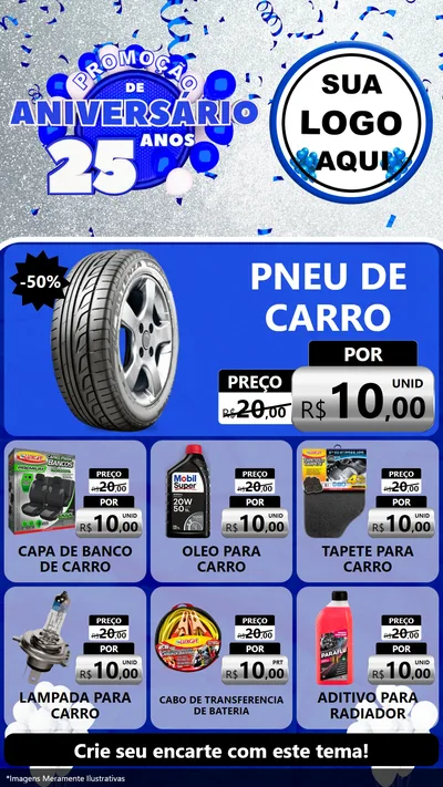 Modelo de Rede Social para Stories com o tema Promoção de Aniversário - 25 Anos para Auto peças