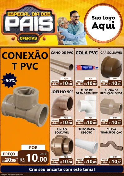 Modelo de Encarte para Encarte A4 Vertical com o tema Especial Dia dos Pais para Tubos e conexões