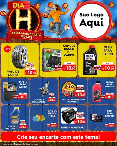 Modelo de Rede Social para Feed Instagram com o tema Dia H - O Dia Mais Barato Do Mês para Auto peças