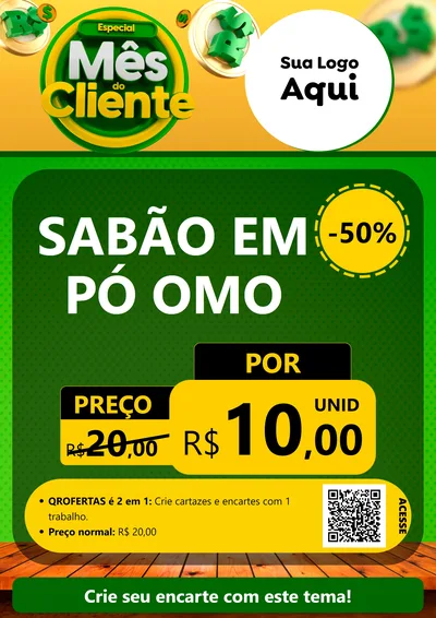 Modelo de Cartaz para Cartaz A4 Vertical com o tema Especial Mês do Cliente para Produtos de Limpeza