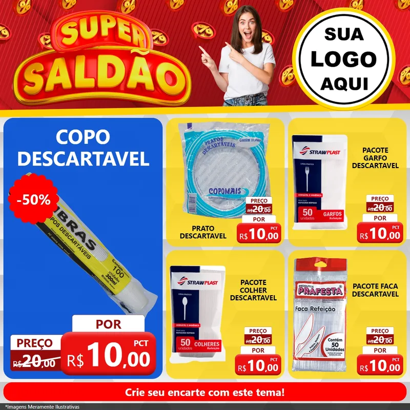 Modelo de Rede Social para Feed Facebook com o tema Super Saldão para Embalagens