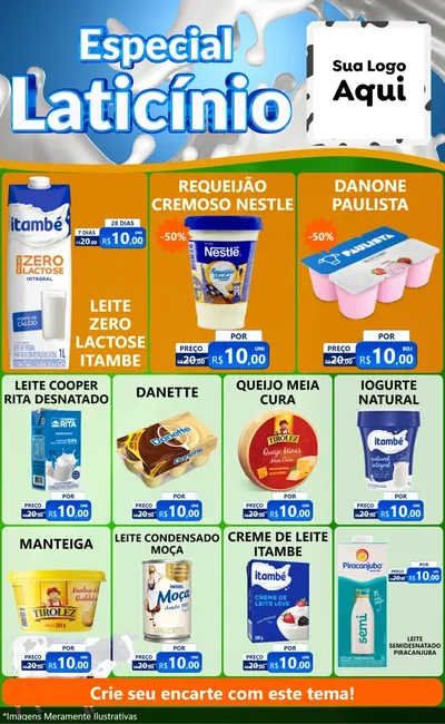 Modelo de Encarte para Encarte Grande com o tema Especial Laticínio para Frios e Laticínios