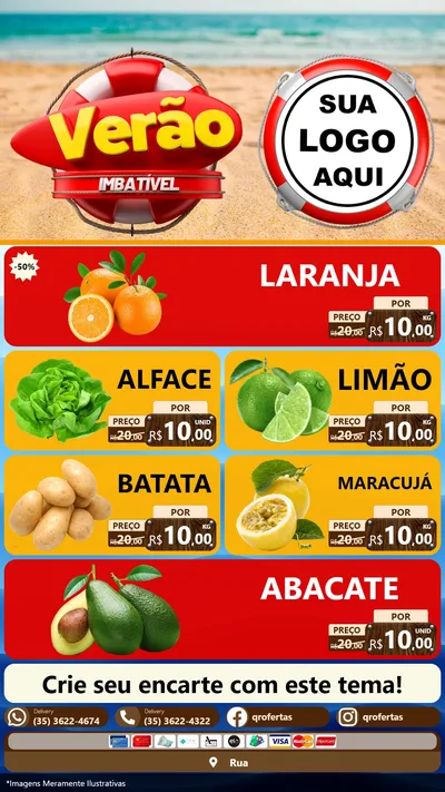 Modelo de TV para TV Vertical com o tema Verão Imbatível para Hortifrúti