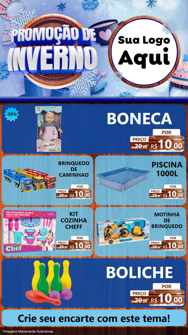 Modelo de TV para TV Vertical com o tema Promoção de Inverno para Brinquedos