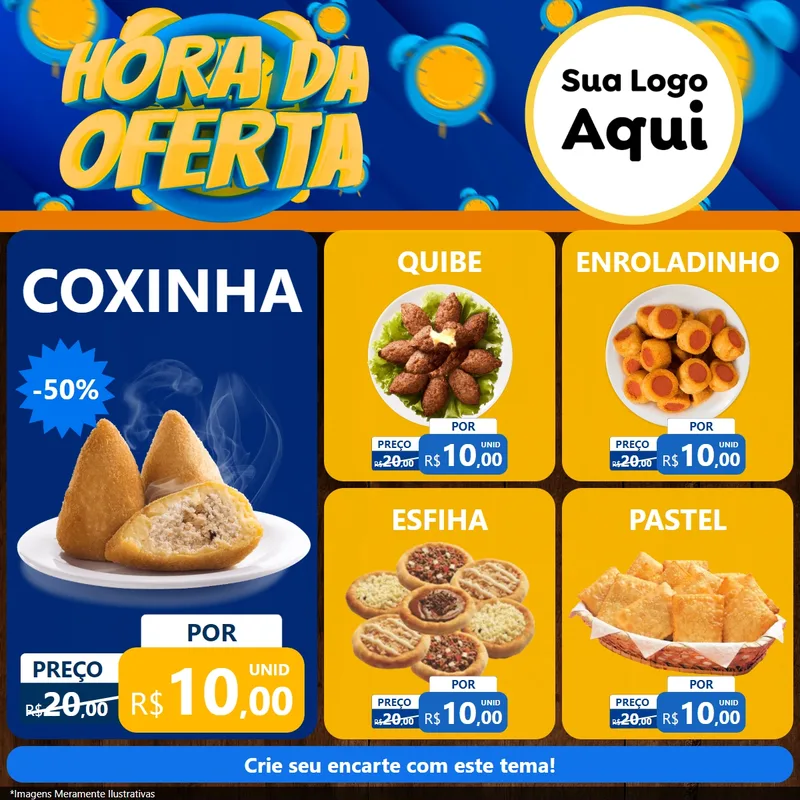 Modelo de Rede Social para Feed Facebook com o tema Hora da Oferta para Salgadaria