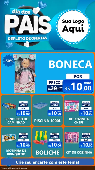 Modelo de Rede Social para Stories com o tema Dia Dos Pais Repleto de Ofertas para Brinquedos