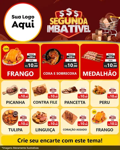 Modelo de Rede Social para Feed Instagram com o tema Segunda Imbatível para Assados