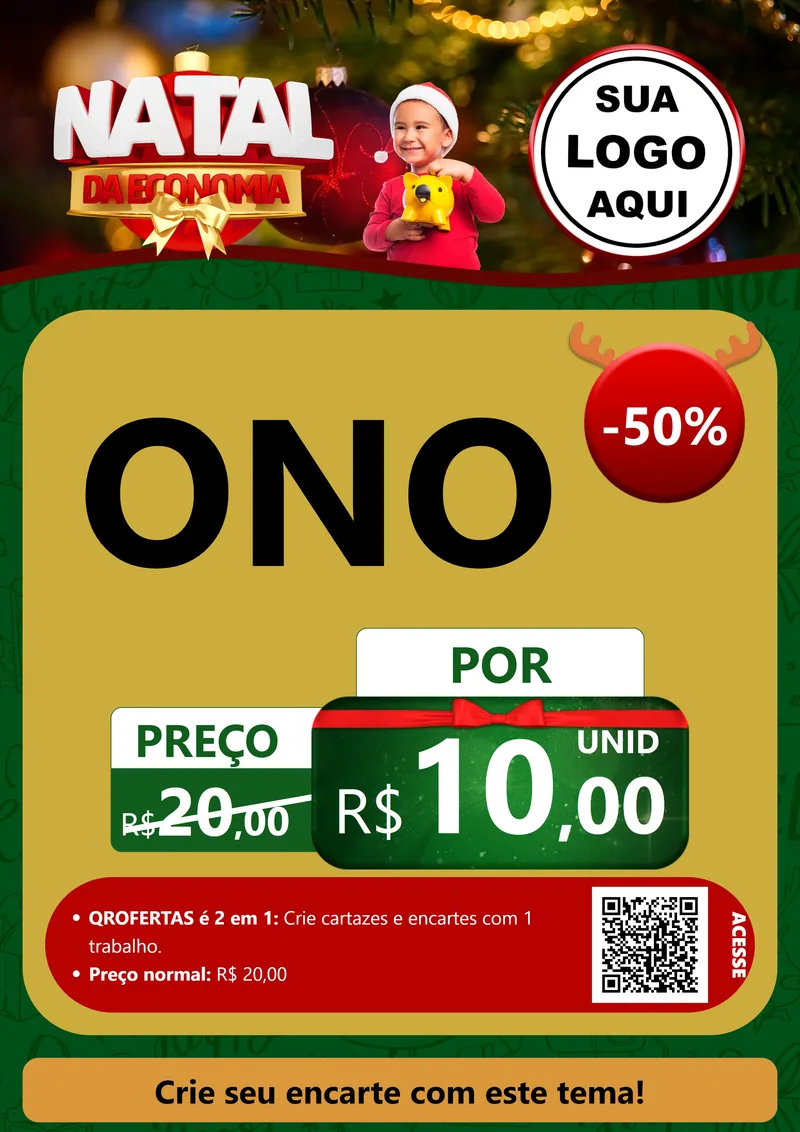 Modelo de Cartaz para Cartaz A4 Vertical com o tema Natal da Economia para Óticas