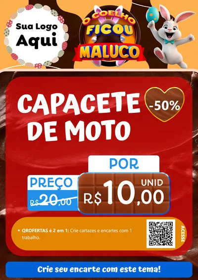 Modelo de Cartaz para Cartaz A4 Vertical com o tema O Coelho Ficou Maluco - Páscoa para Moto peças