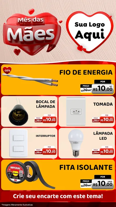 Modelo de TV para TV Vertical com o tema Mês das Mães para Materiais Elétricos