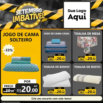 Modelo de Rede Social para Feed Facebook com o tema Setembro Imbatível para Cama, Mesa e Banho