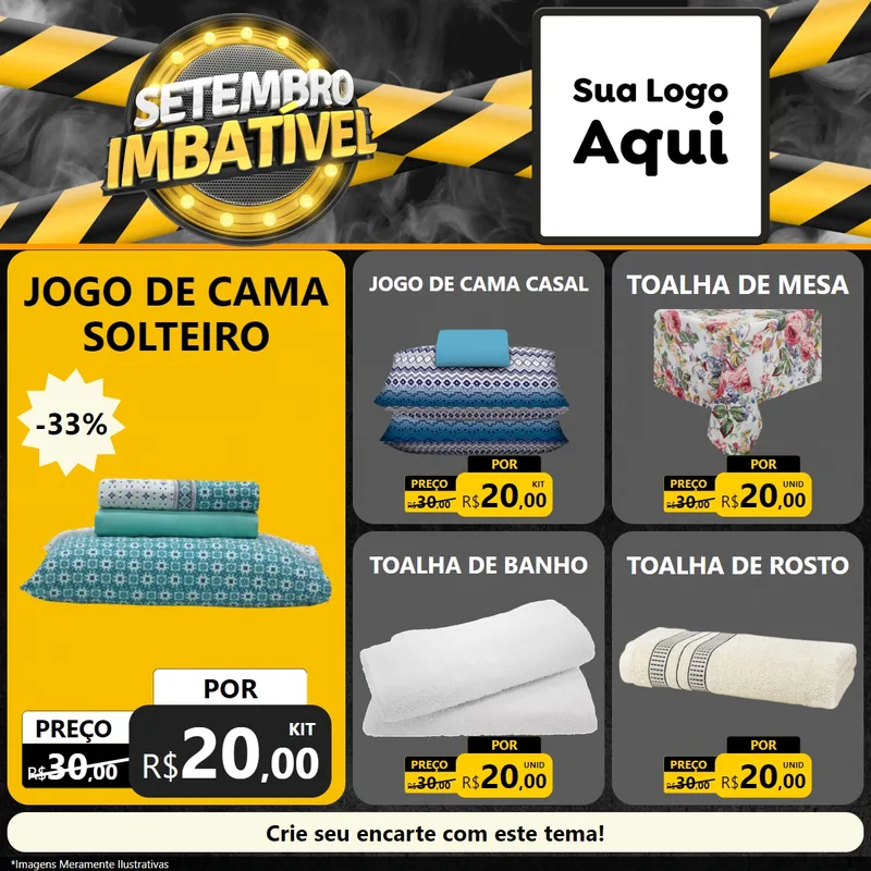 Modelo de Rede Social para Feed Facebook com o tema Setembro Imbatível para Cama, Mesa e Banho