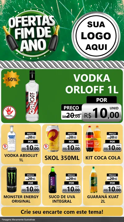 Modelo de Rede Social para Stories com o tema Ofertas Fim de Ano para Distribuidora de bebidas