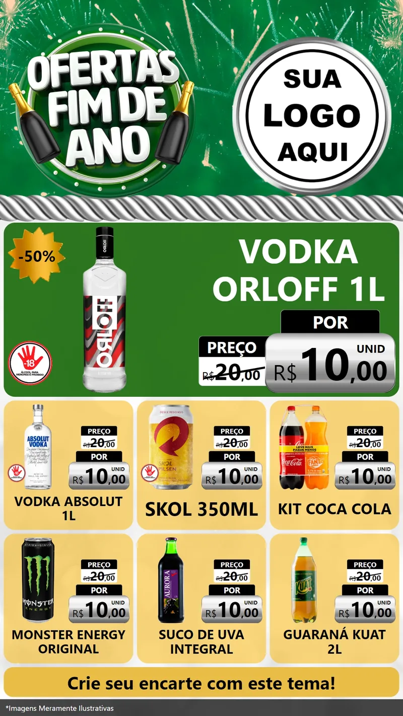 Modelo de Rede Social para Stories com o tema Ofertas Fim de Ano para Distribuidora de bebidas