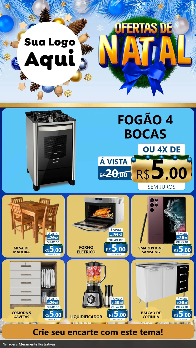 Modelo de Rede Social para Stories com o tema Ofertas de Natal para Móveis e Eletro
