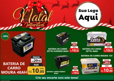Modelo de Encarte para Encarte A4 Horizontal com o tema Natal Imperdível para Baterias Elétricas