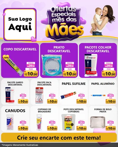 Modelo de Rede Social para Feed Instagram com o tema Ofertas Especiais - Mês das Mães para Embalagens