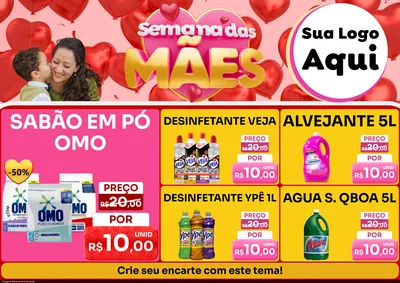 Modelo de Encarte para Encarte A4 Horizontal com o tema Semana Das Mães para Produtos de Limpeza