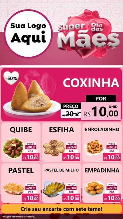 Modelo de Rede Social para Stories com o tema Super Dia Das Mães para Salgadaria