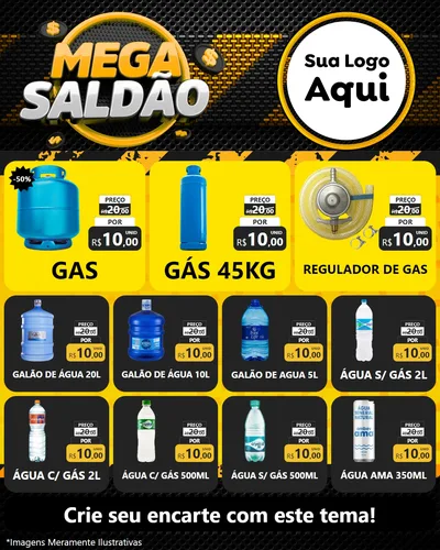Modelo de Rede Social para Feed Instagram com o tema Mega Saldão para Água e gás