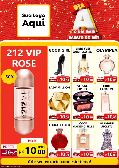 Modelo de Encarte para Encarte A4 Vertical com o tema Dia A o Dia Mais Barato do Mês para Perfumes