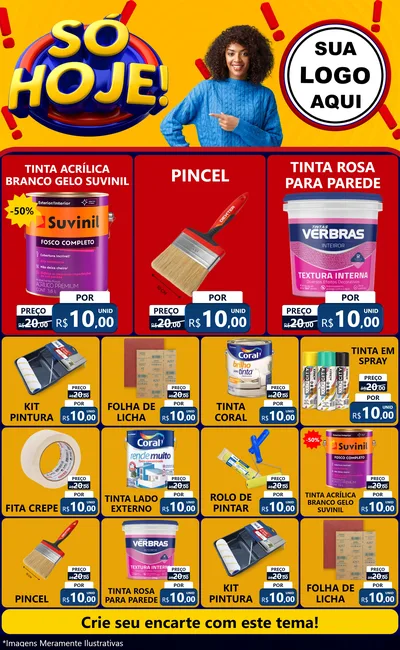 Modelo de Encarte para Encarte Grande com o tema Só Hoje! para Tintas e Ferramentas