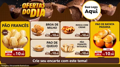 Modelo de TV para TV Horizontal com o tema Ofertas do Dia para Padaria