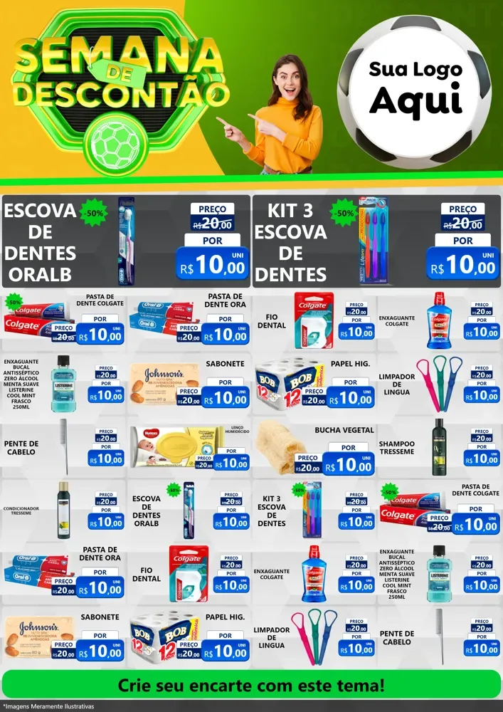 Modelo de Encarte para Encarte A4 Vertical com o tema Semana de Descontão - Copa para Higiene Pessoal