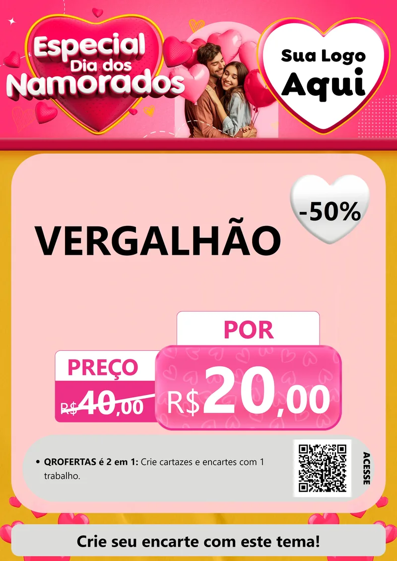 Modelo de Cartaz para Cartaz A4 Vertical com o tema Especial Dia dos Namorados para Ferragens