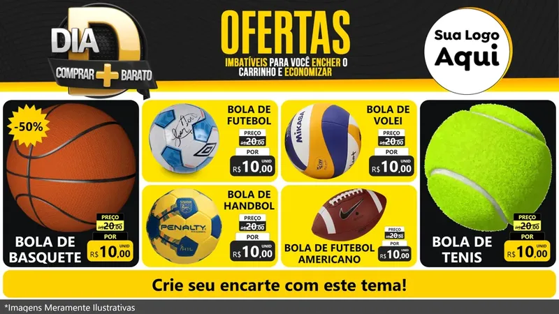 Modelo de TV para TV Horizontal com o tema Dia D Mais Economia para Artigos Esportivos