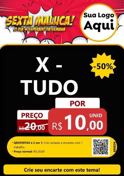 Modelo de Cartaz para Cartaz A4 Vertical com o tema Sexta Maluca! para Hamburgueria