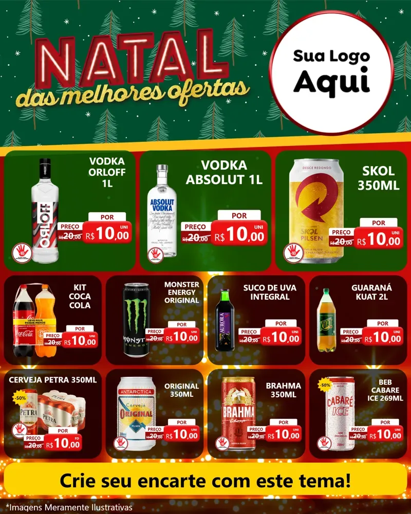 Modelo de Rede Social para Feed Instagram com o tema Natal das Melhores Ofertas para Distribuidora de bebidas