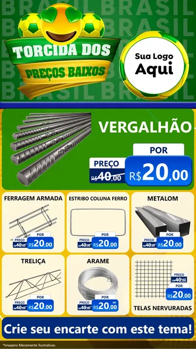 Modelo de Rede Social para Stories com o tema Torcida dos Preços Baixos - Copa para Ferragens