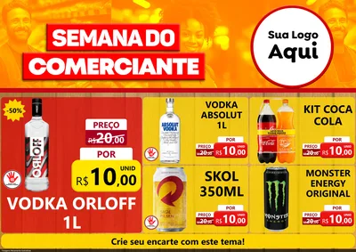 Modelo de Encarte para Encarte A4 Horizontal com o tema Semana do Comerciante para Distribuidora de bebidas
