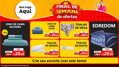 Modelo de TV para TV Horizontal com o tema Final de Semana de Ofertas para Cama, Mesa e Banho