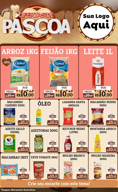 Modelo de Encarte para Encarte Grande com o tema Ofertas de Páscoa para Supermercado