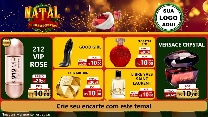 Modelo de TV para TV Horizontal com o tema Natal de Grandes Ofertas para Perfumes
