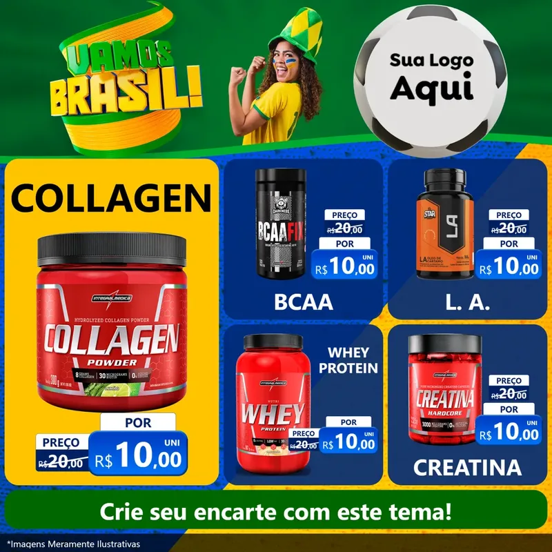 Modelo de Rede Social para Feed Facebook com o tema Vamos Brasil - Copa para Suplementos alimentares