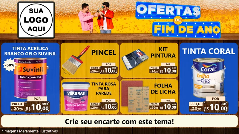 Modelo de TV para TV Horizontal com o tema Ofertas de Fim de Ano para Tintas e Ferramentas