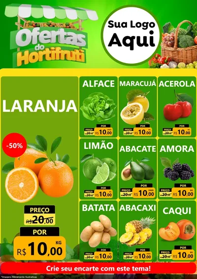Modelo de Encarte para Encarte A4 Vertical com o tema Ofertas do Hortifrúti para Hortifrúti