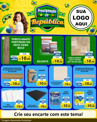 Modelo de Rede Social para Feed Instagram com o tema Proclamação da República para Pisos e revestimentos
