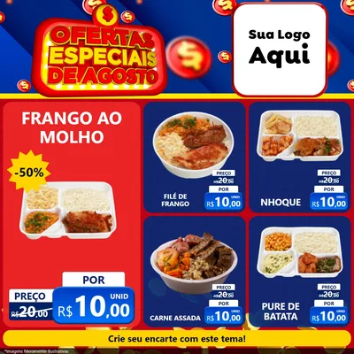 Modelo de Rede Social para Feed Facebook com o tema Ofertas Especiais de Agosto para Restaurante