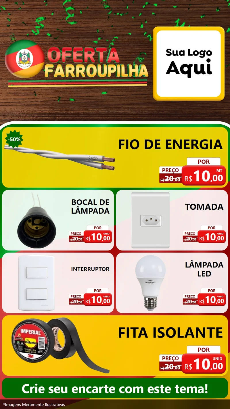 Modelo de TV para TV Vertical com o tema Oferta Farroupilha para Materiais Elétricos