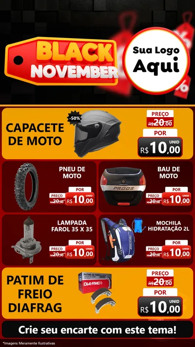 Modelo de TV para TV Vertical com o tema Black November para Moto peças