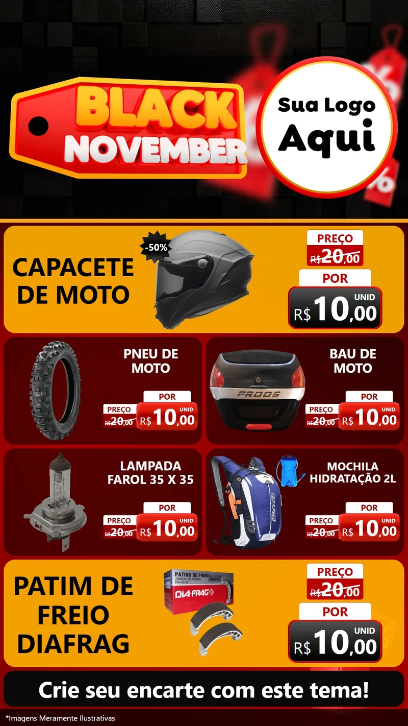 Modelo de TV para TV Vertical com o tema Black November para Moto peças