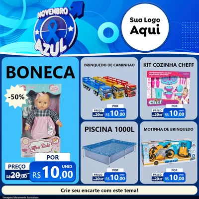 Modelo de Rede Social para Feed Facebook com o tema Novembro Azul para Brinquedos
