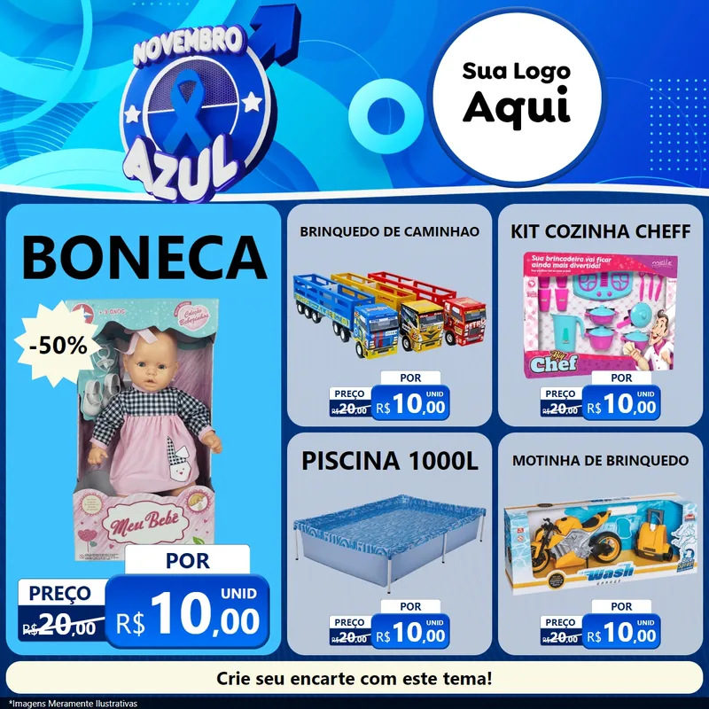 Modelo de Rede Social para Feed Facebook com o tema Novembro Azul para Brinquedos