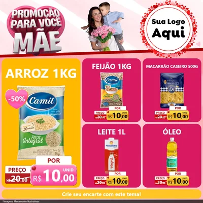 Modelo de Rede Social para Feed Facebook com o tema Promoção Para Você Mãe para Supermercado