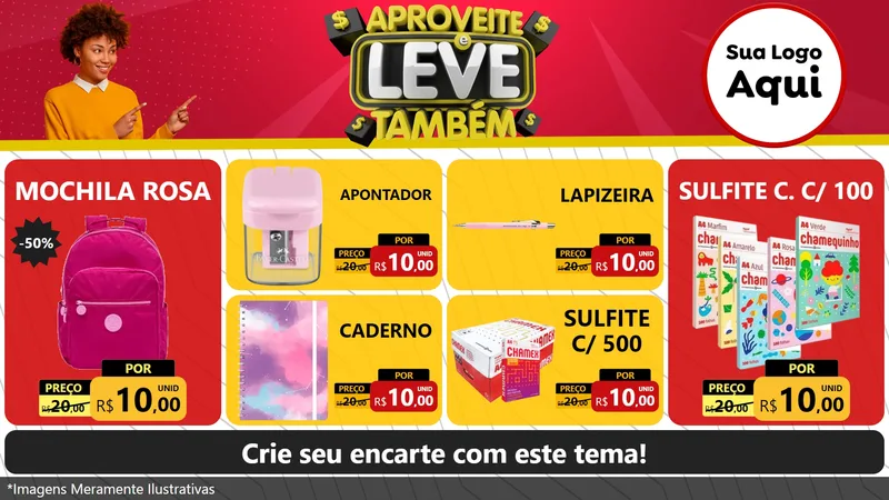 Modelo de TV para TV Horizontal com o tema Aproveite e Leve Também para Papelaria