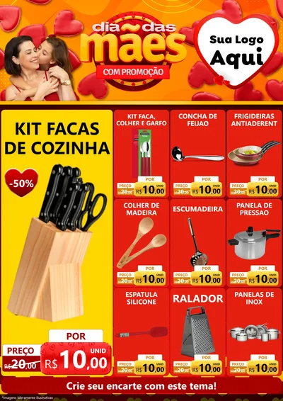 Modelo de Encarte para Encarte A4 Vertical com o tema Dia das Mães com Promoção para Utilidades Domésticas